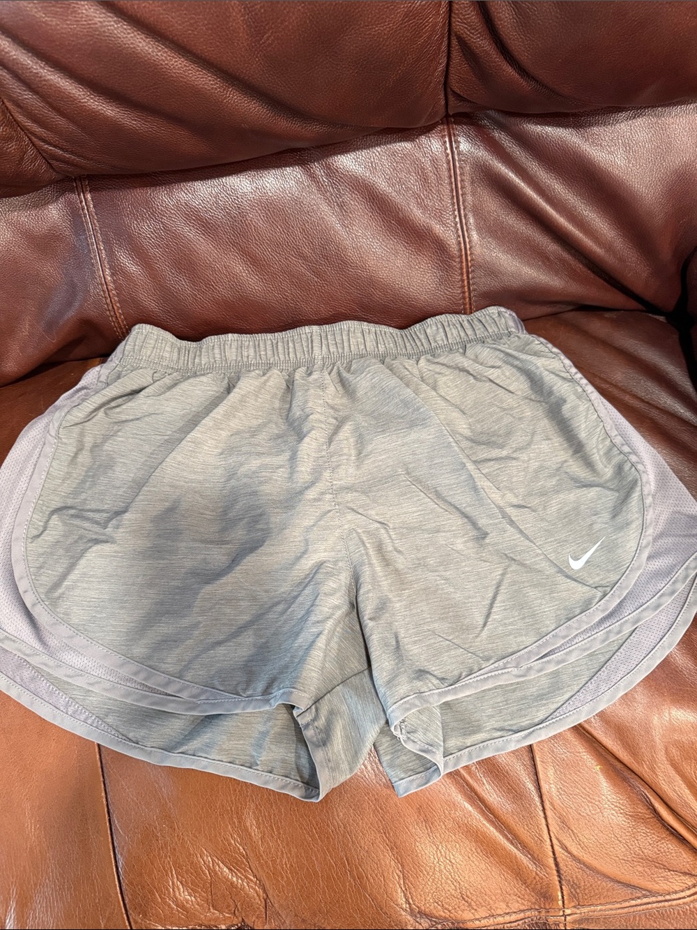 Nike Women’s Light Gray Athletic Shorts with Side Panels